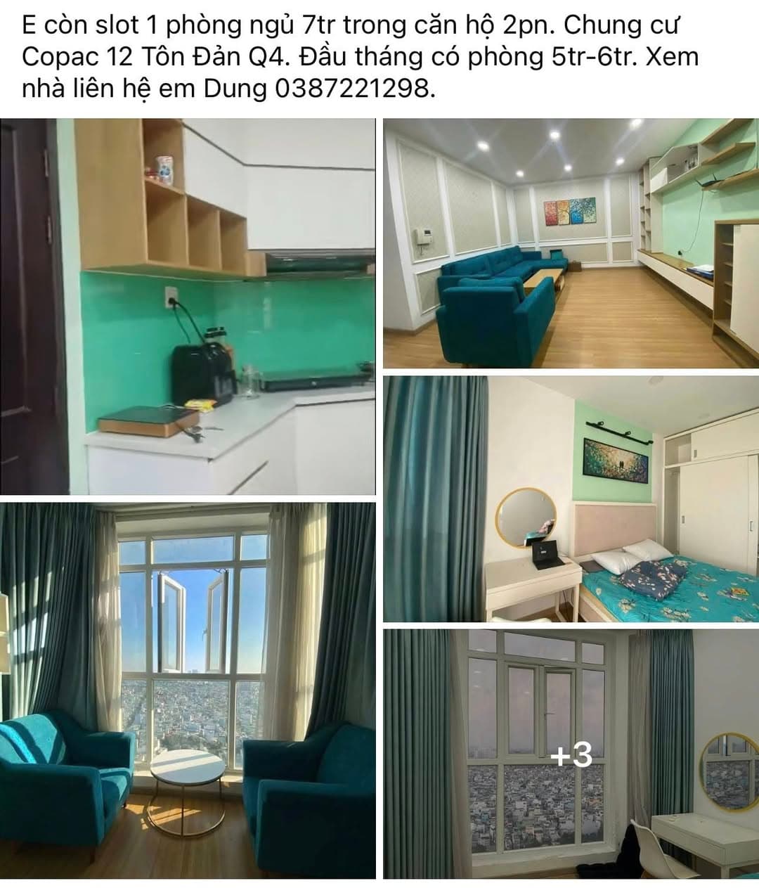 Ở ghép 2PN Quận 3 5tr/th